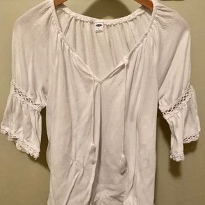 Women’s White Peasant Top Old Navy Size Small